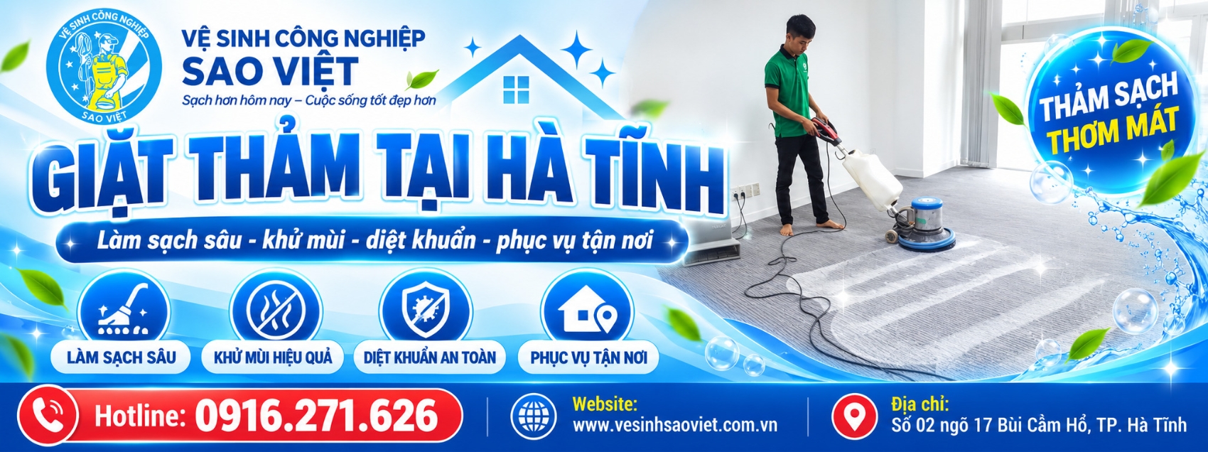 Banner giặt thảm tại Hà Tĩnh